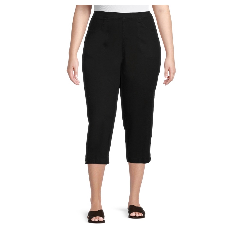 Just My Size Women’s Black Plus Size Snap Hem Crop Pants 2X (18W-20W) NEW
